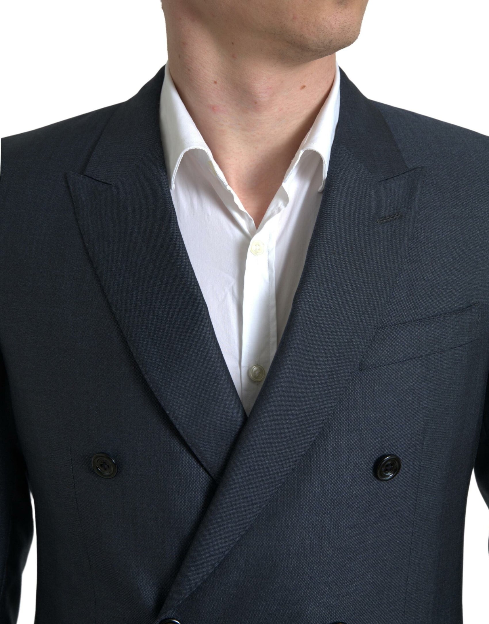 Eleganter blauer Martini-Anzug aus Seidenmischung