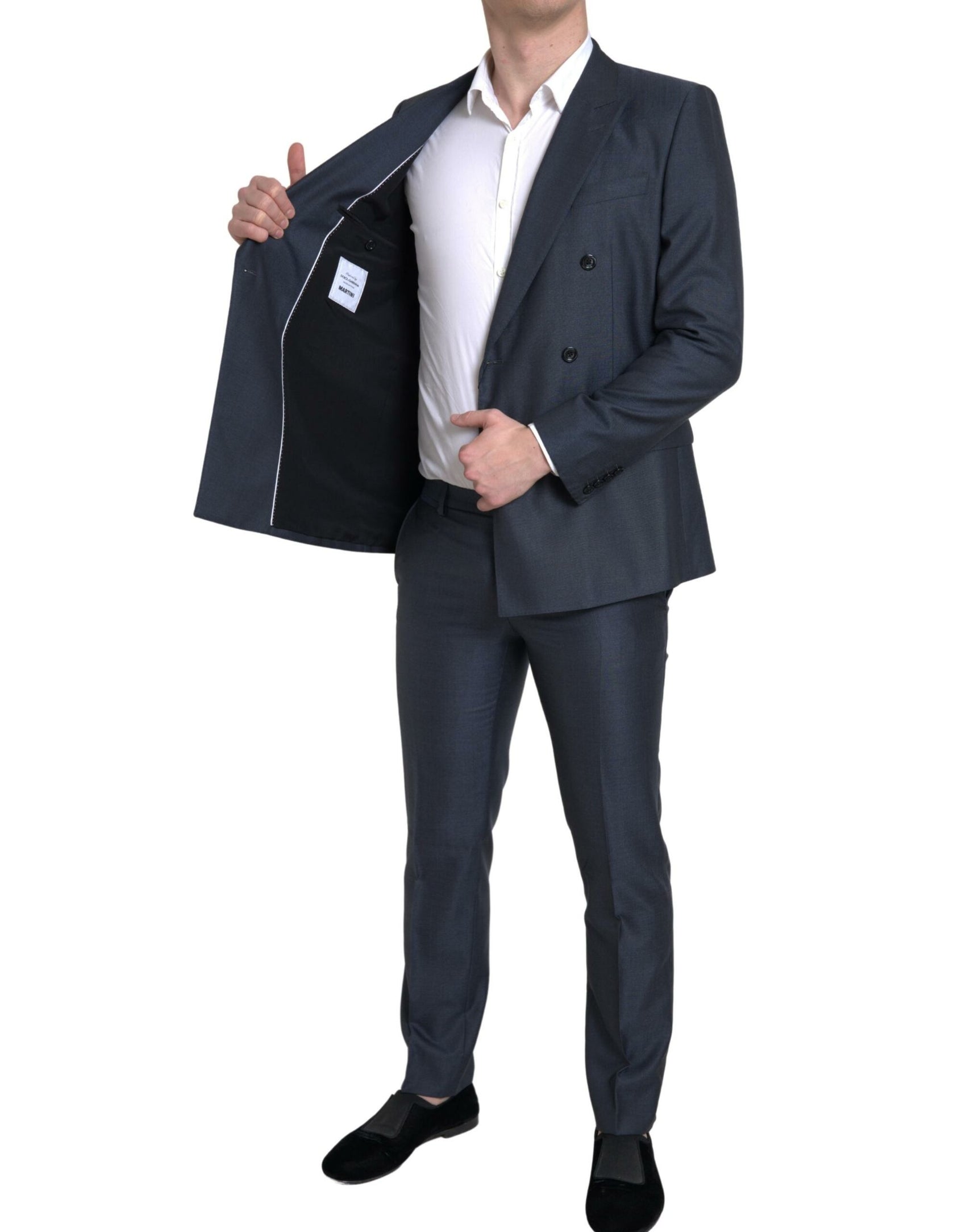 Eleganter blauer Martini-Anzug aus Seidenmischung