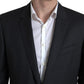Eleganter schwarzer zweiteiliger Slim Fit Anzug