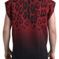 Rotes Tanktop aus Baumwolle mit Leopardenmuster