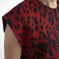 Rotes Tanktop aus Baumwolle mit Leopardenmuster