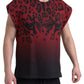 Rotes Tanktop aus Baumwolle mit Leopardenmuster
