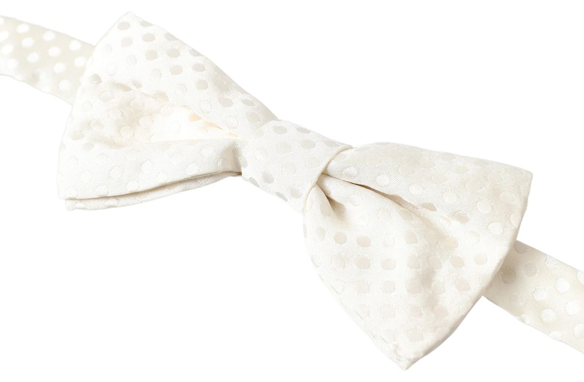 Elegante papillon in seta con motivo fantasy color avorio