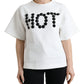 T-shirt alla moda con scollo a giro decorato