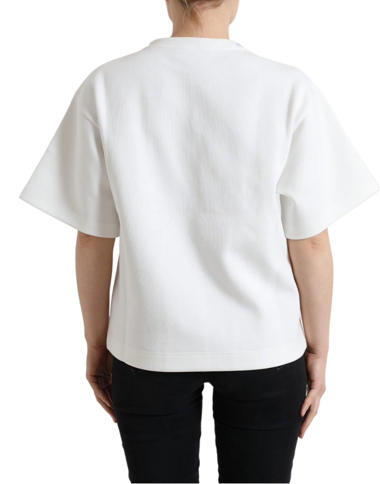 T-shirt alla moda con scollo a giro decorato