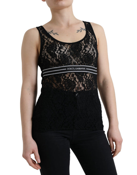 Elegante canotta in pizzo con striscia logo