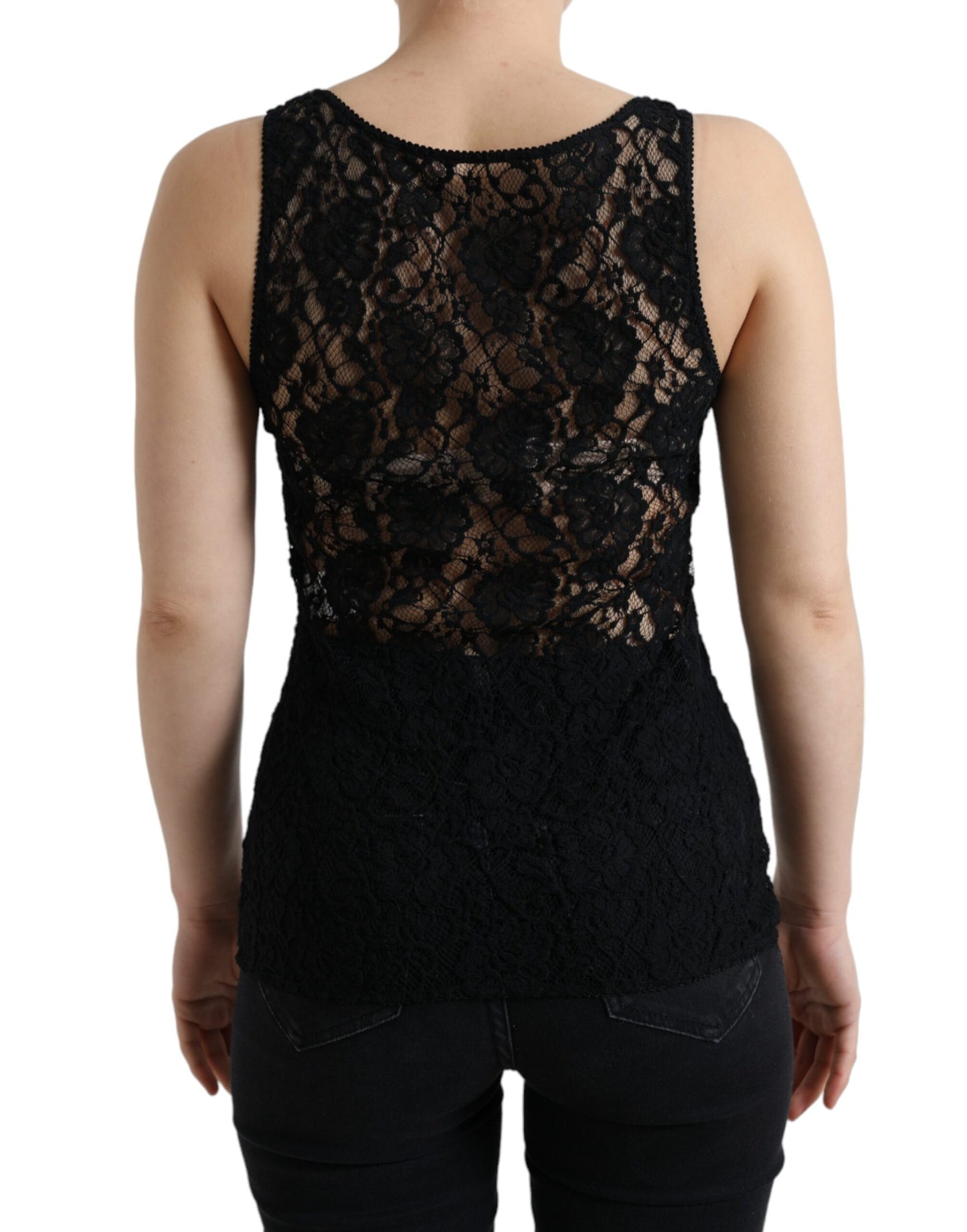 Elegante canotta in pizzo con striscia logo