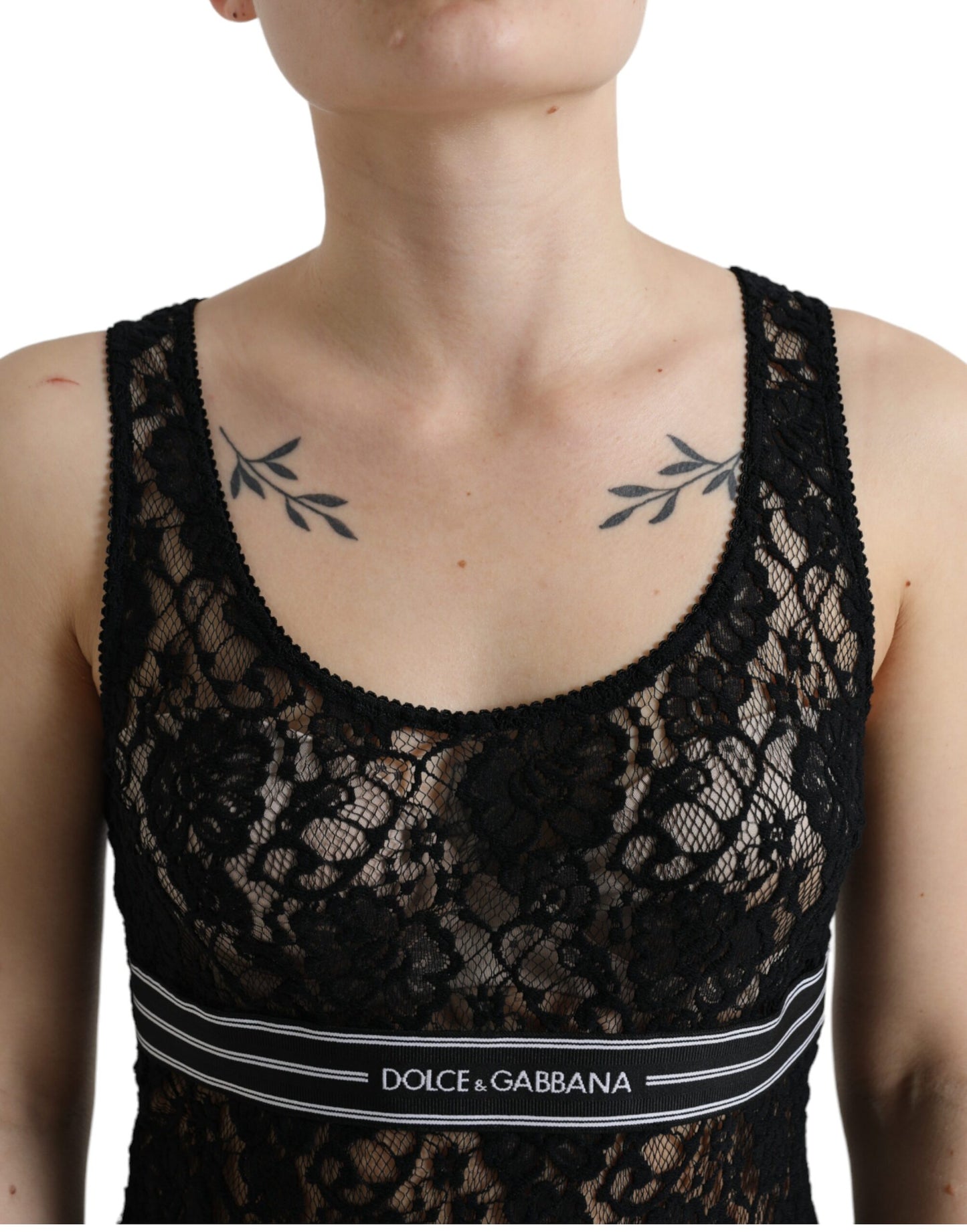 Elegante canotta in pizzo con striscia logo