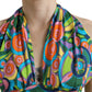 Elegante top corto con scollo all'americana in misto seta
