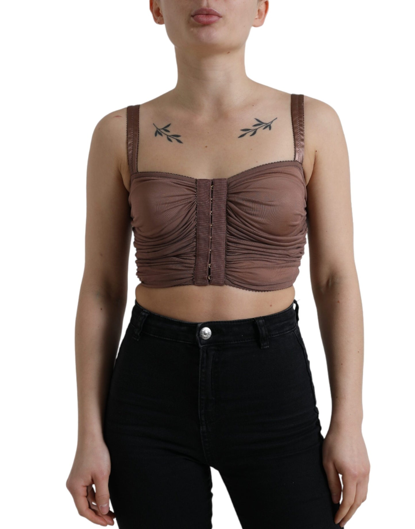 Elegante top corto in misto seta