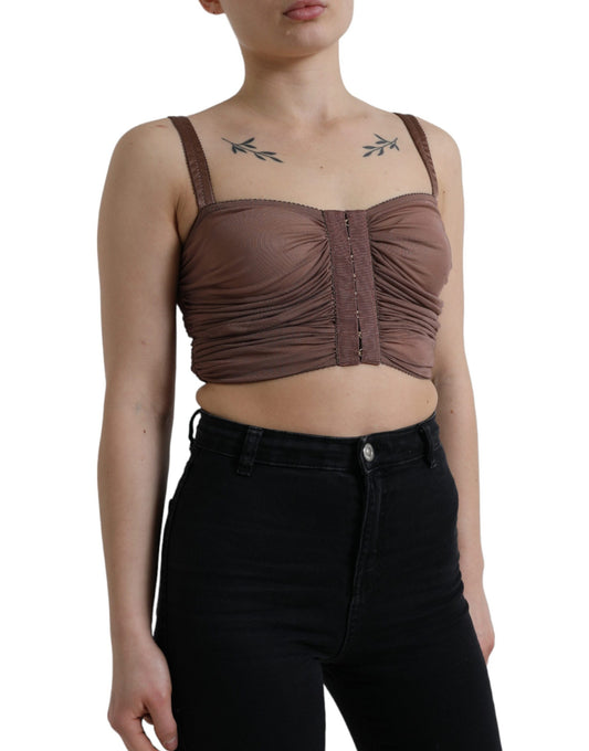 Elegante top corto in misto seta