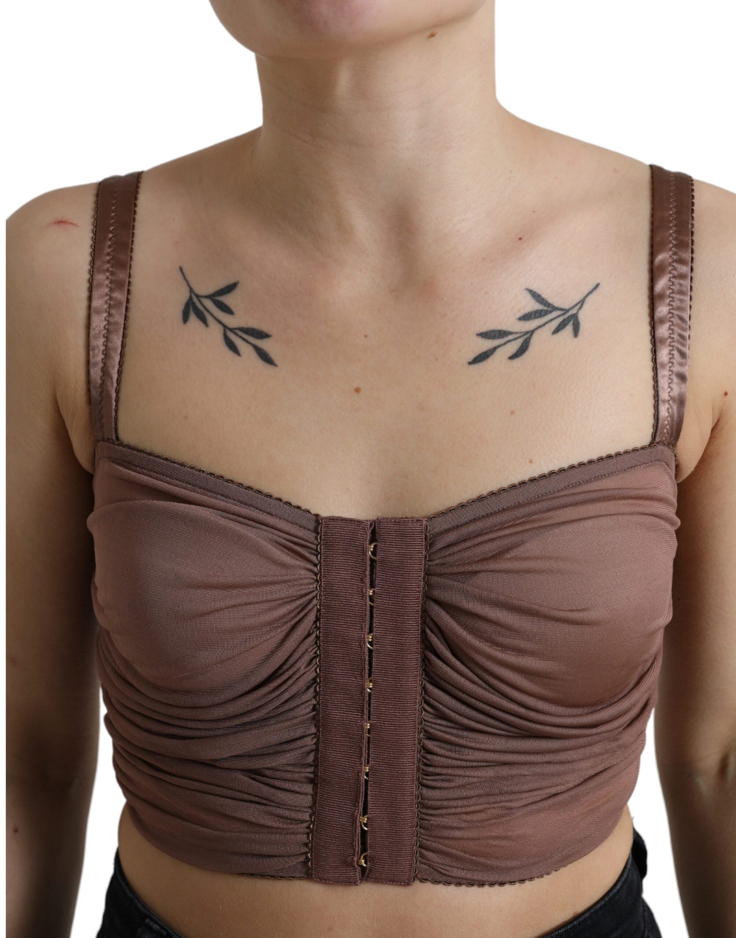 Elegante top corto in misto seta