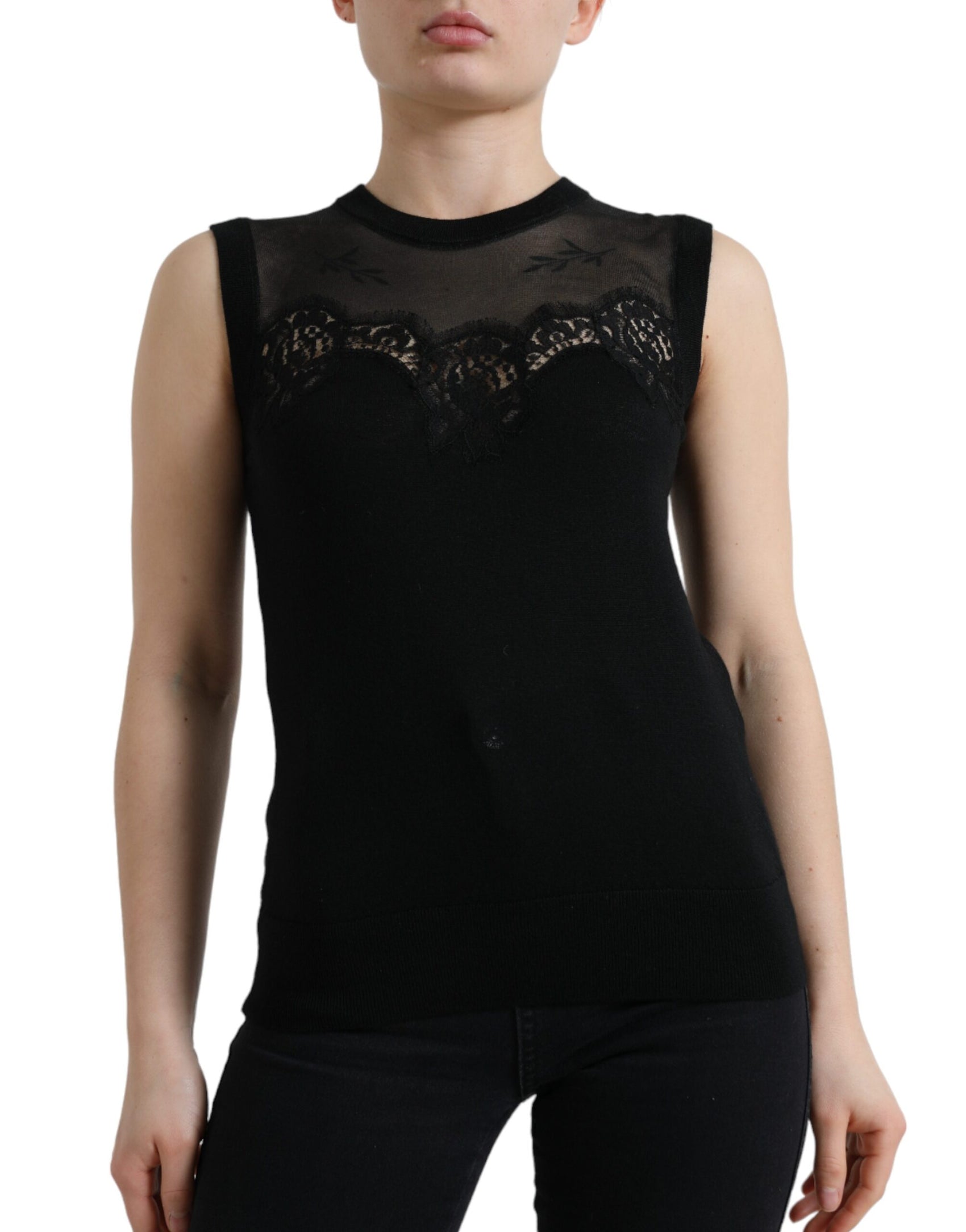 Elegante canotta senza maniche con pizzo