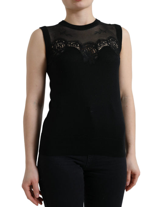 Elegante canotta senza maniche con pizzo