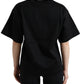 T-shirt elegante nera impreziosita da cristalli