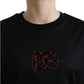 T-shirt elegante nera impreziosita da cristalli