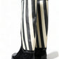 Black and White Striped Knee High Boots