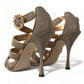 Bronze Crystal Stiletto Heels Sandals