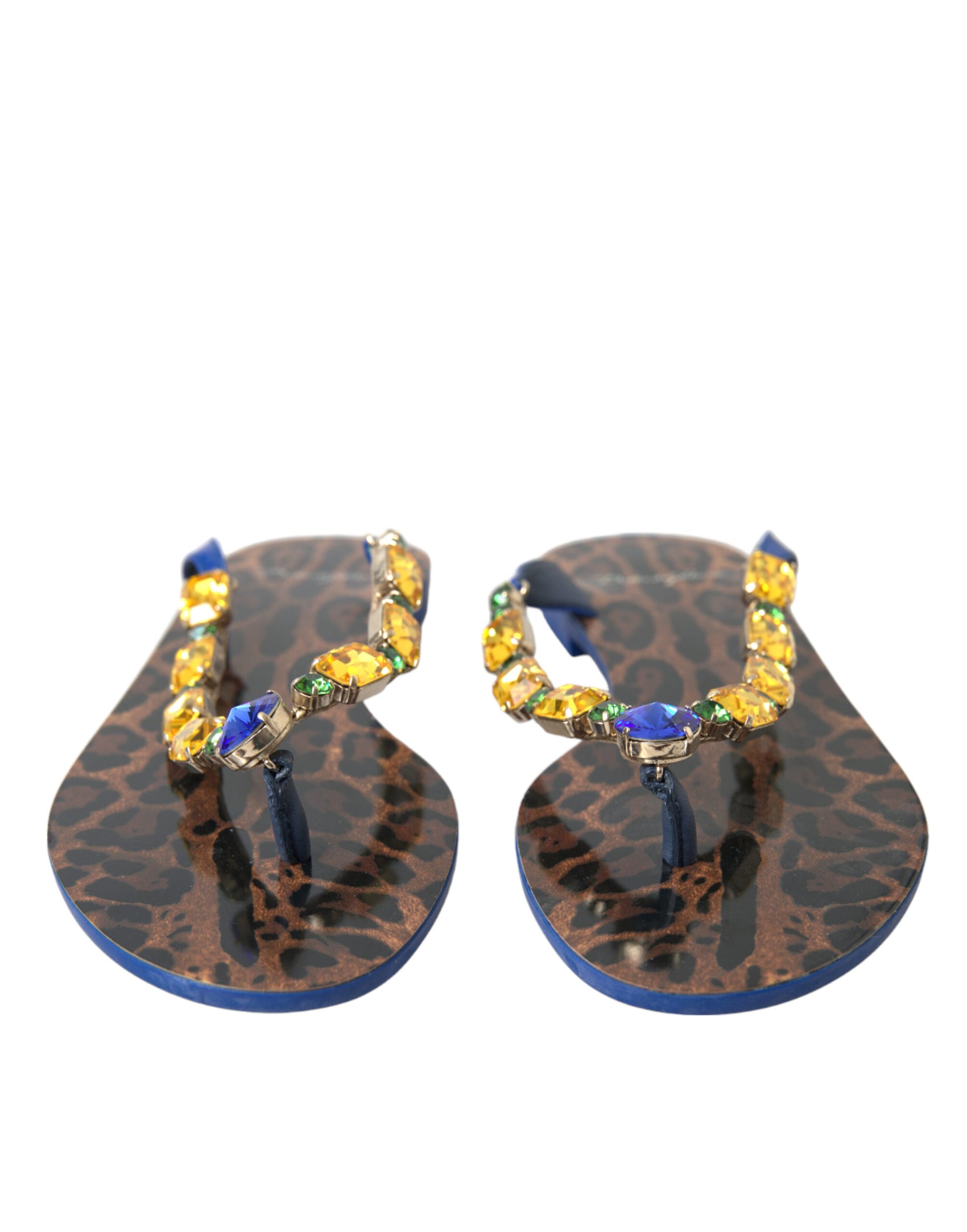 Elegante blaue flache Ledersandalen