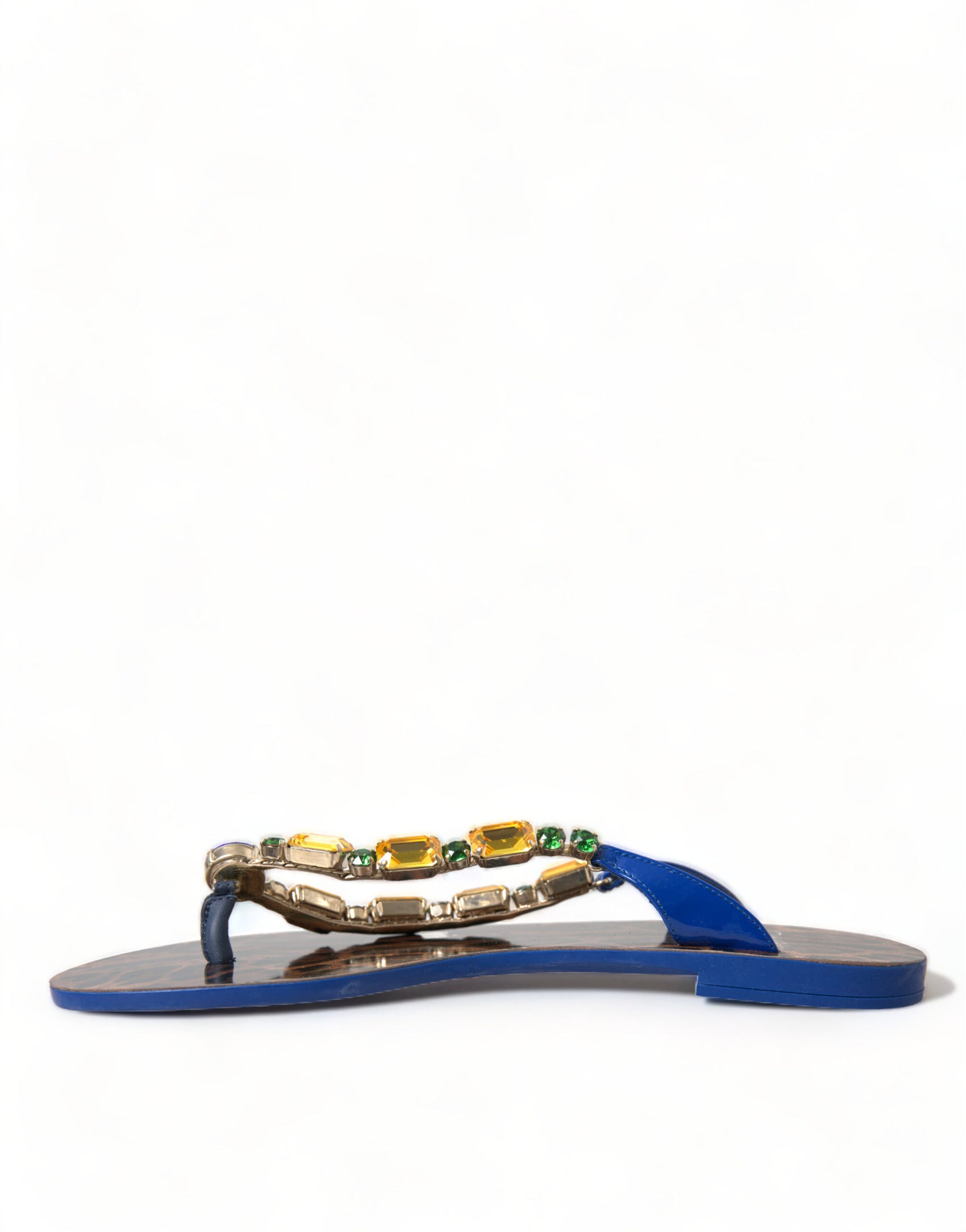 Elegante blaue flache Ledersandalen