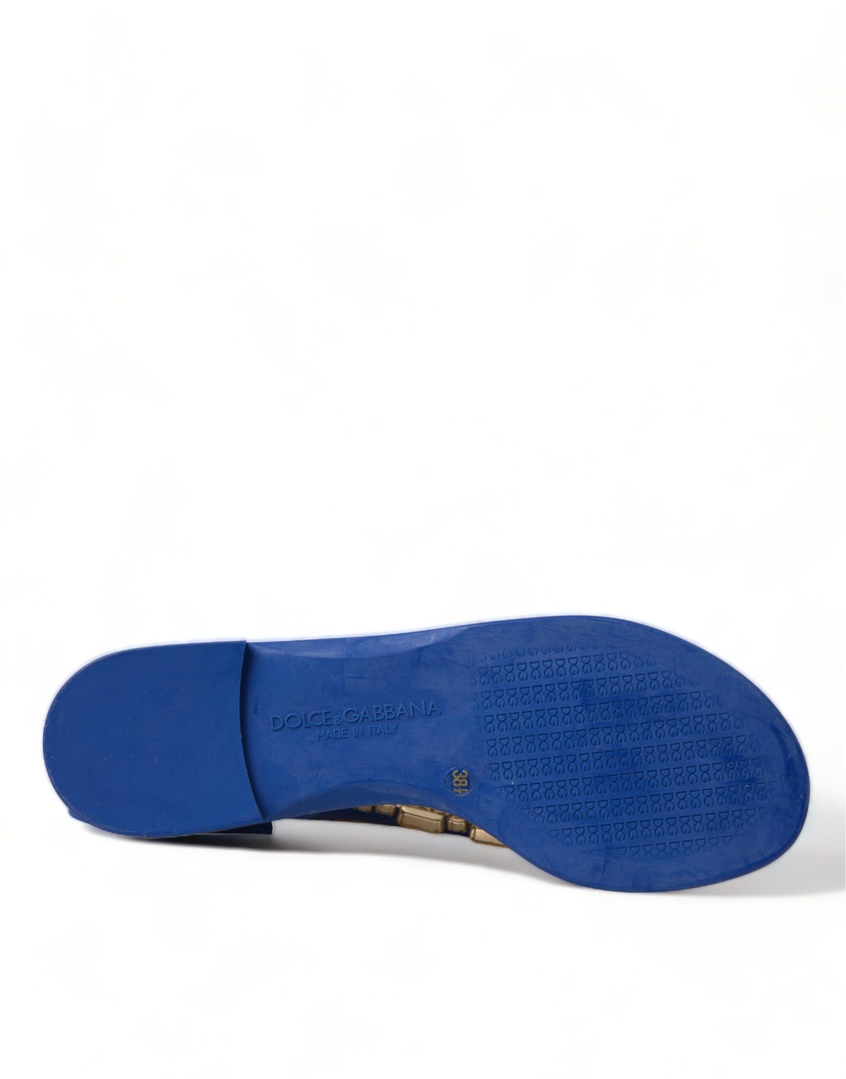 Elegante blaue flache Ledersandalen
