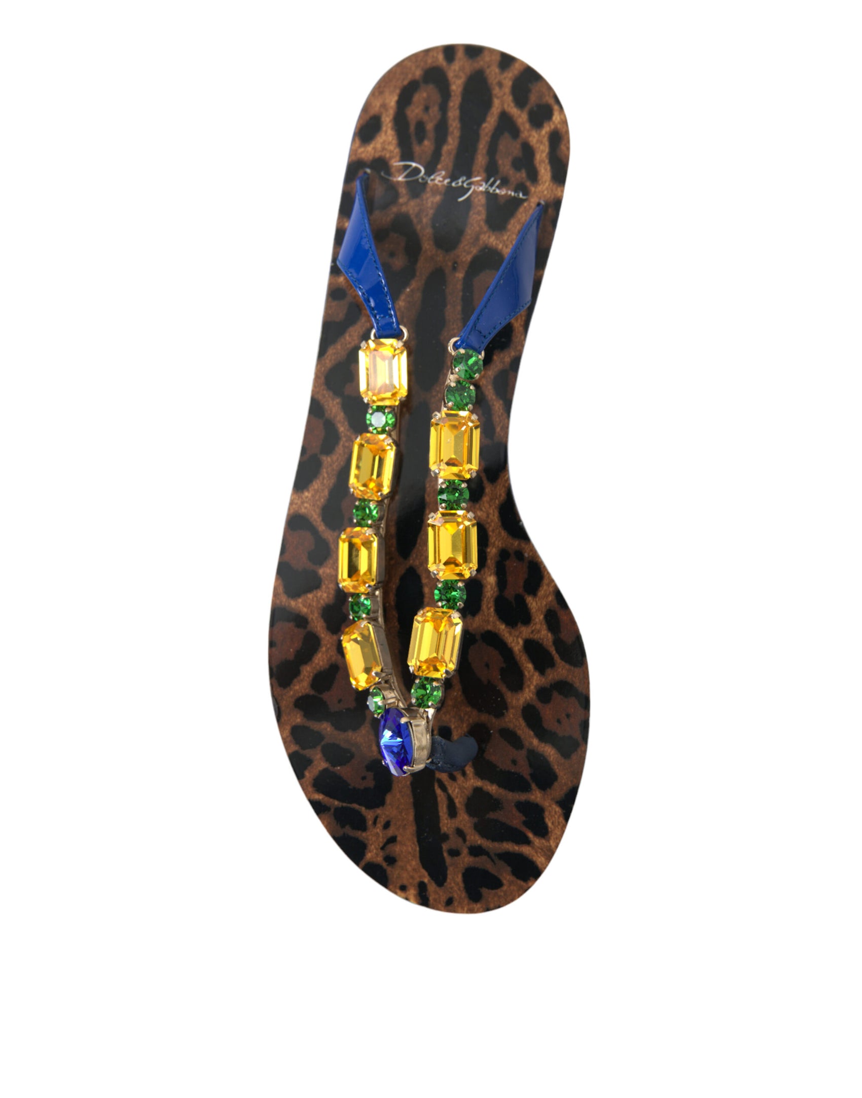 Elegante blaue flache Ledersandalen