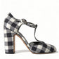 Chic Gingham T-Strap Pumps: Timeless Mary Jane Heels