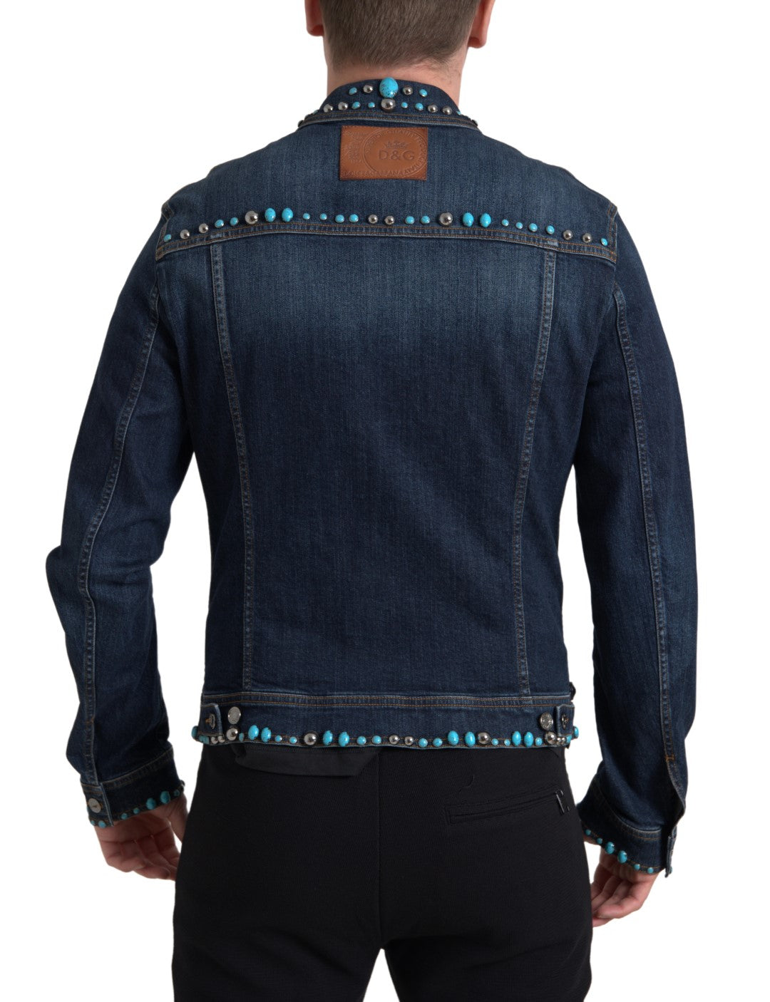 Giacca in denim turchese decorata