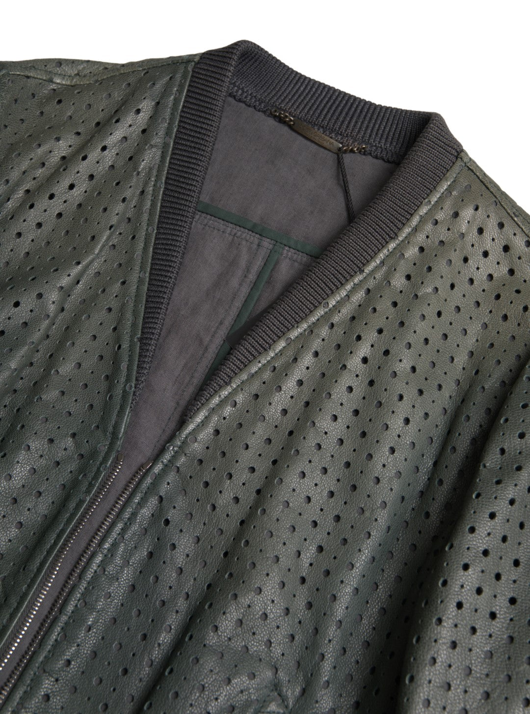 Giubbotto bomber in pelle di capra verde smeraldo