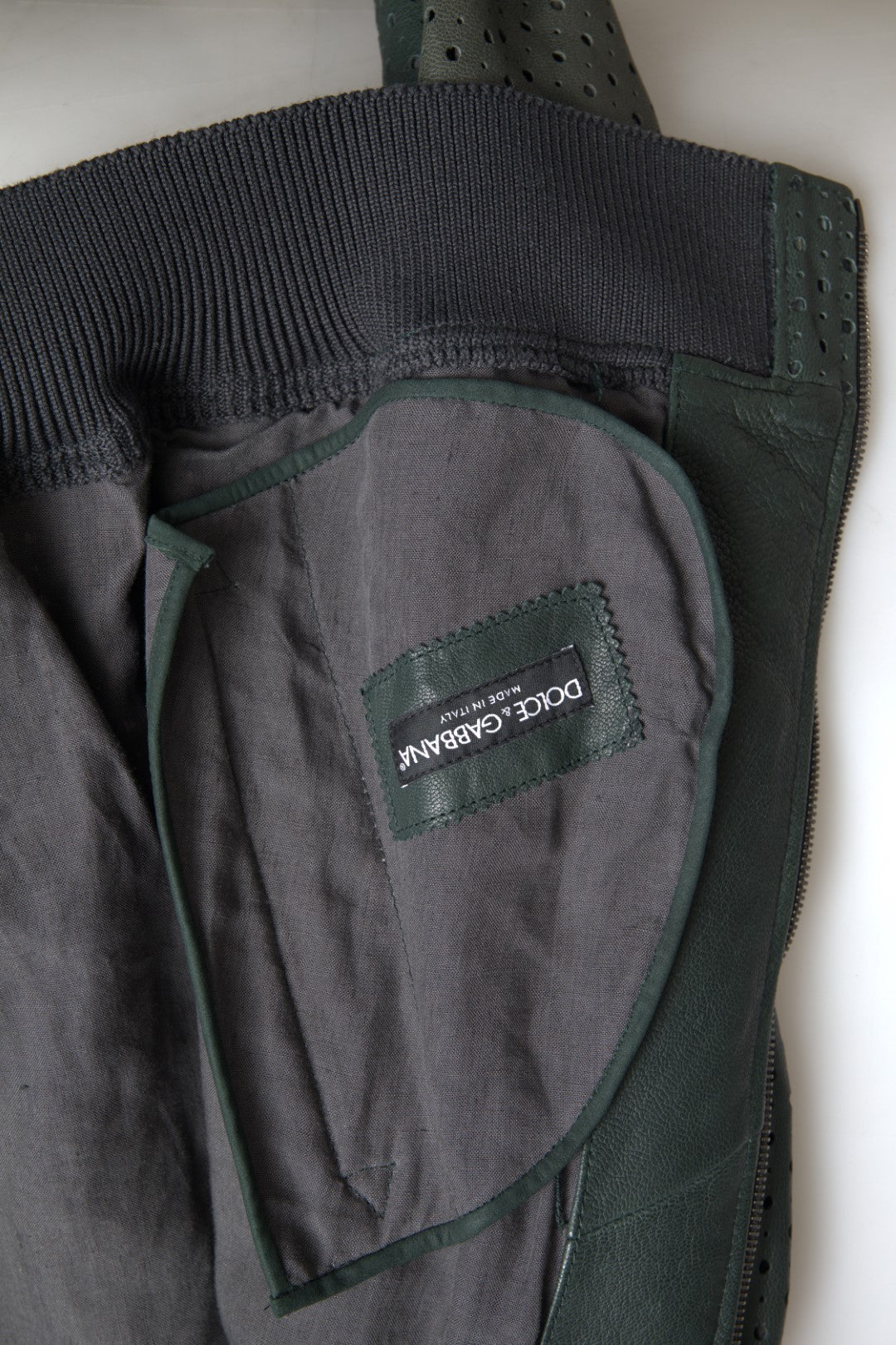 Giubbotto bomber in pelle di capra verde smeraldo