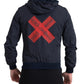 Elegant Blue Hooded Sweatshirt with Zip Closure