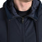 Elegant Blue Hooded Sweatshirt with Zip Closure