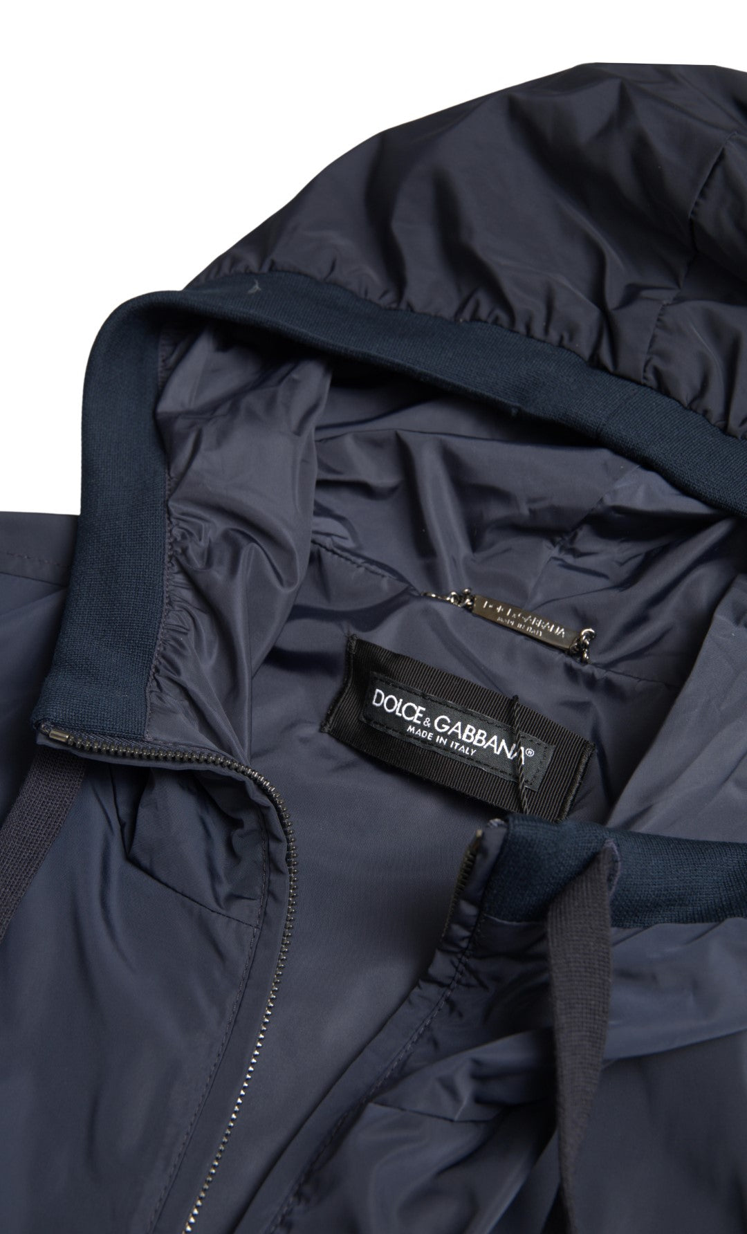 Elegante felpa blu con cappuccio e chiusura lampo