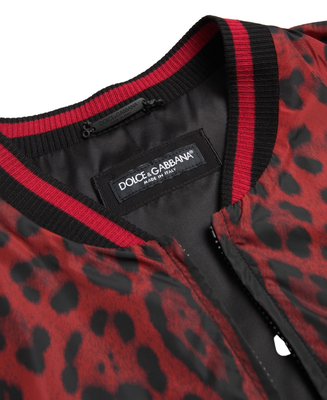 Giubbotto bomber con stampa leopardata rossa