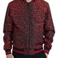 Red Leopard Print Bomber Jacket