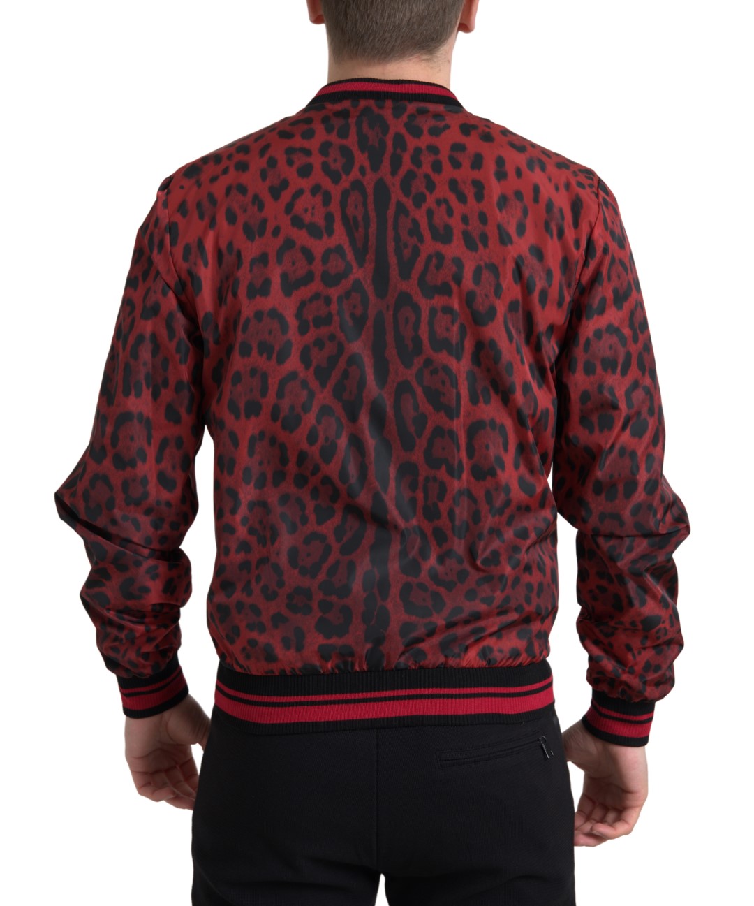 Giubbotto bomber con stampa leopardata rossa