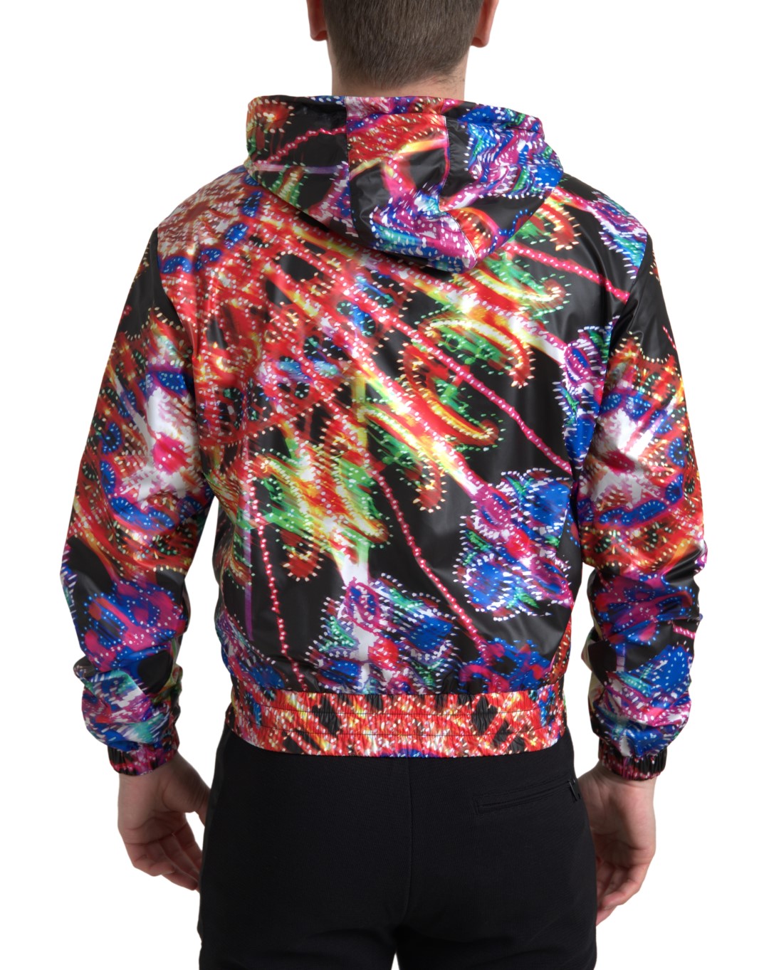Maglione con cappuccio e cerniera intera multicolore