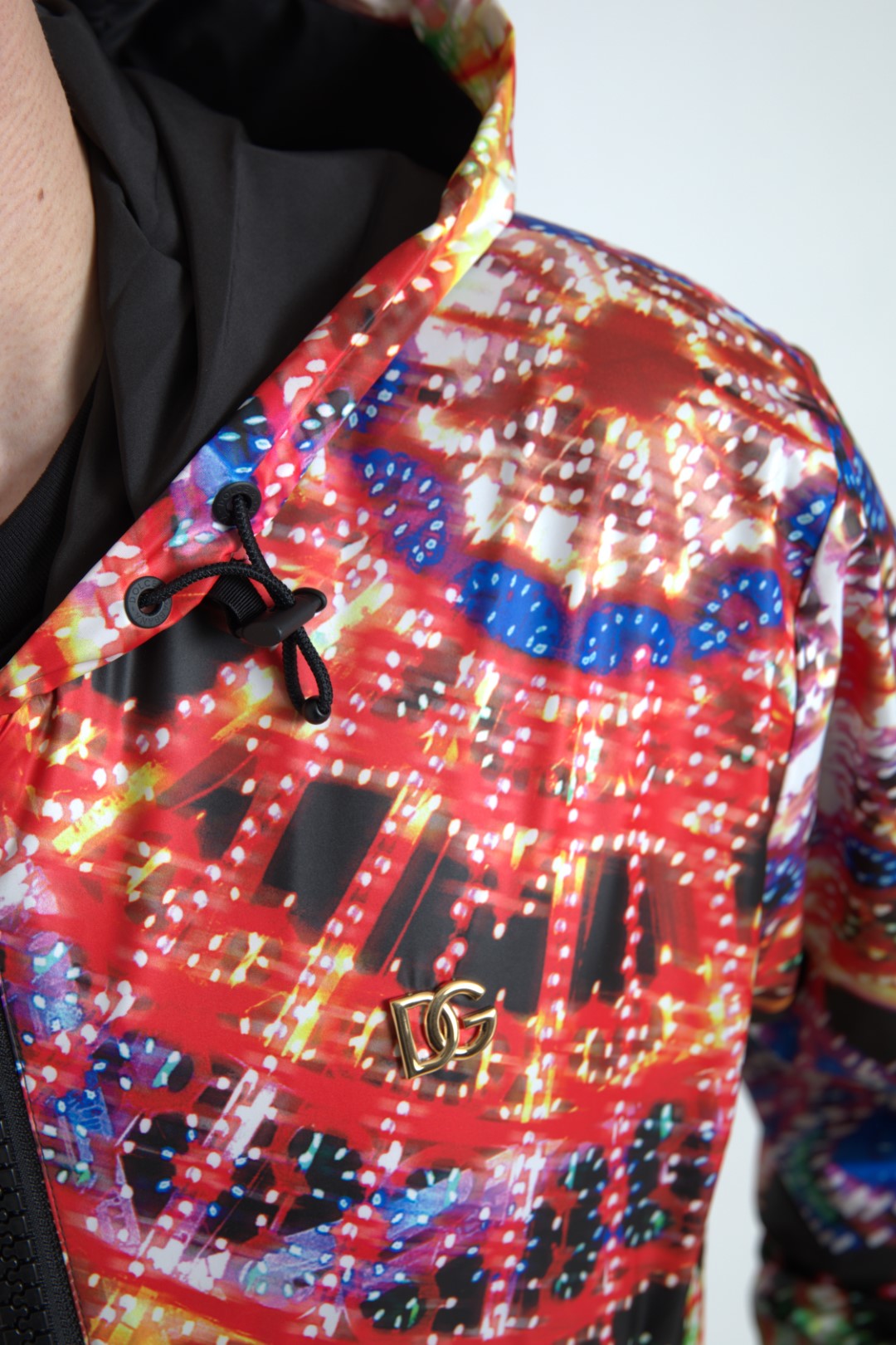 Maglione con cappuccio e cerniera intera multicolore