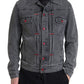 Elegant Gray Stretch Denim Jacket