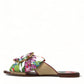 Dolce & Gabbana Multicolor Floral Flats Crystal Sandals Shoes