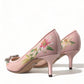 Elegant Pink Floral Crystal Pumps