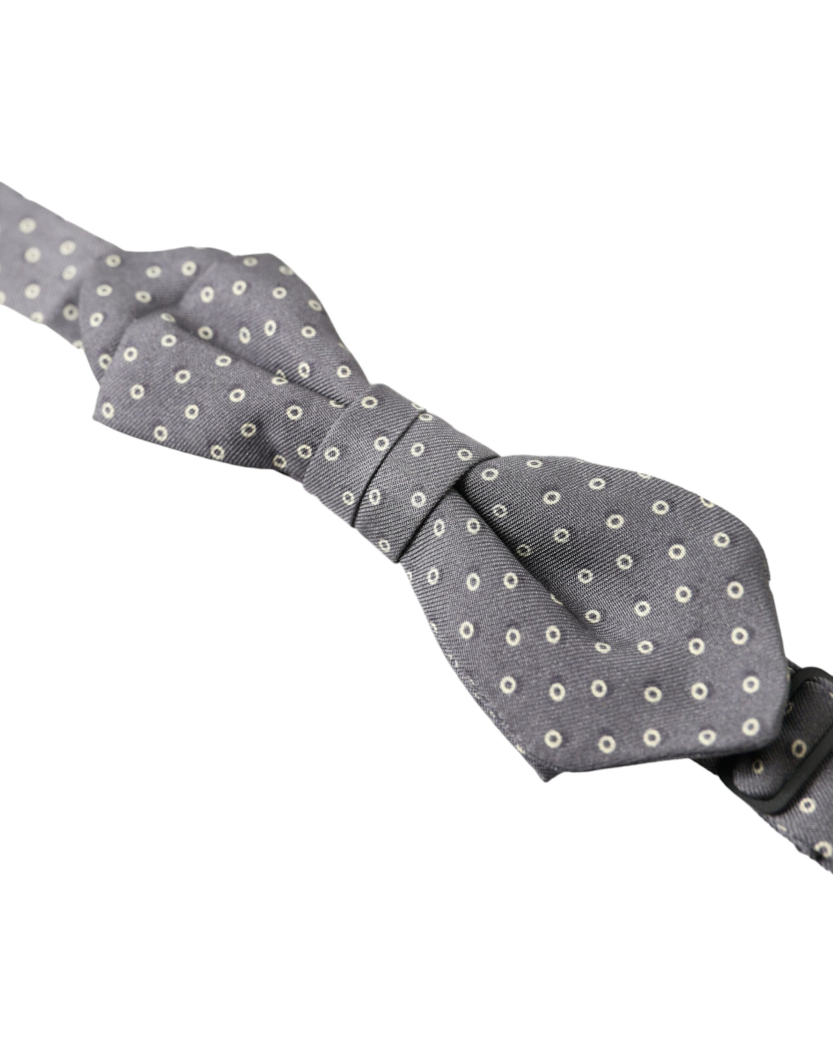 Elegante papillon in seta grigia a pois