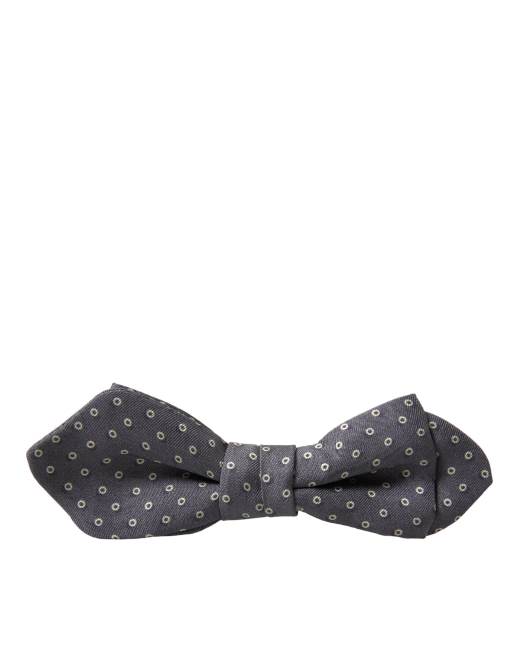Elegante papillon in seta grigia a pois