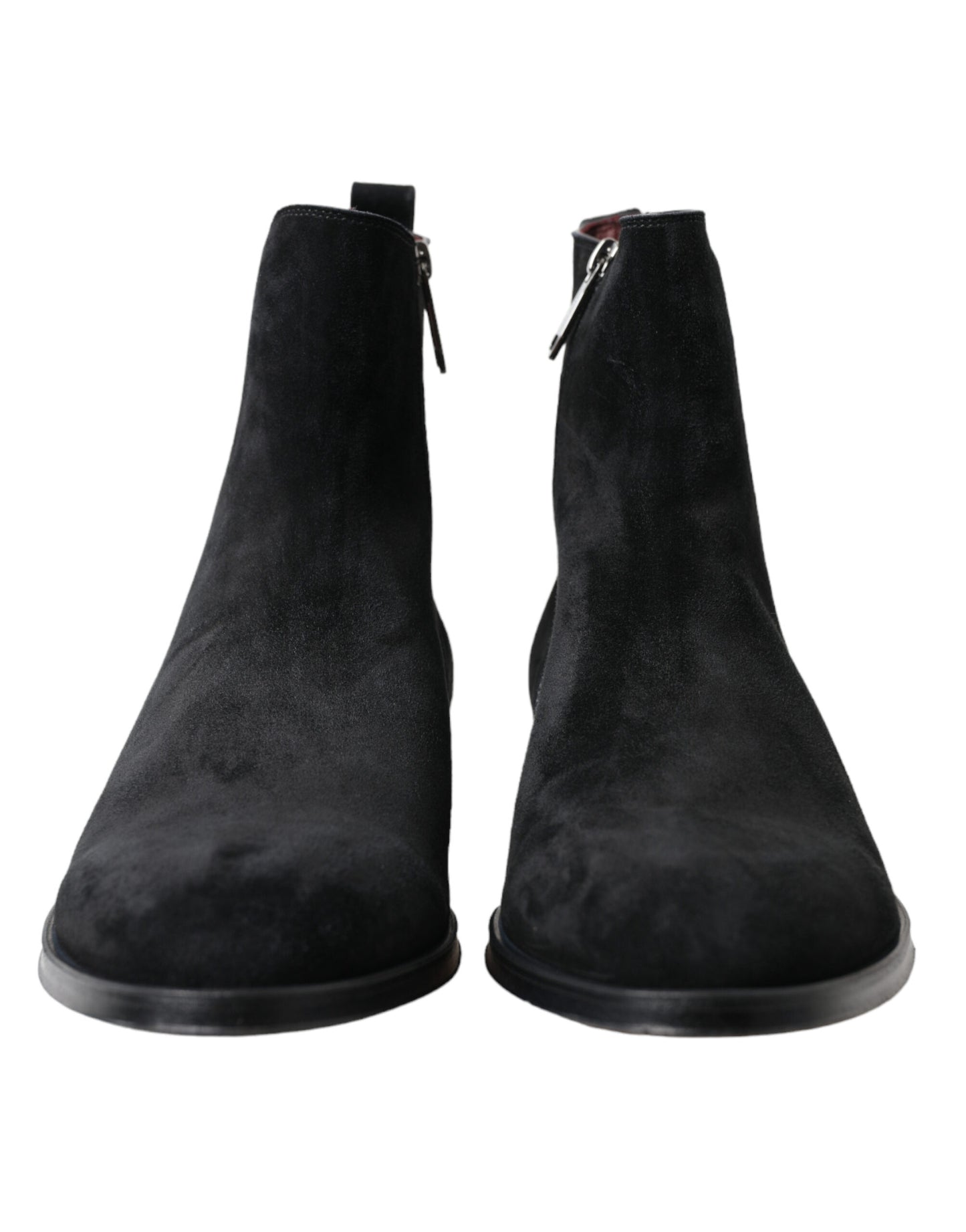 Elegante schwarze Samtstiefeletten mit halbhoher Schafthöhe