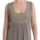 Studded Sheath Knee-Length Dress in Beige