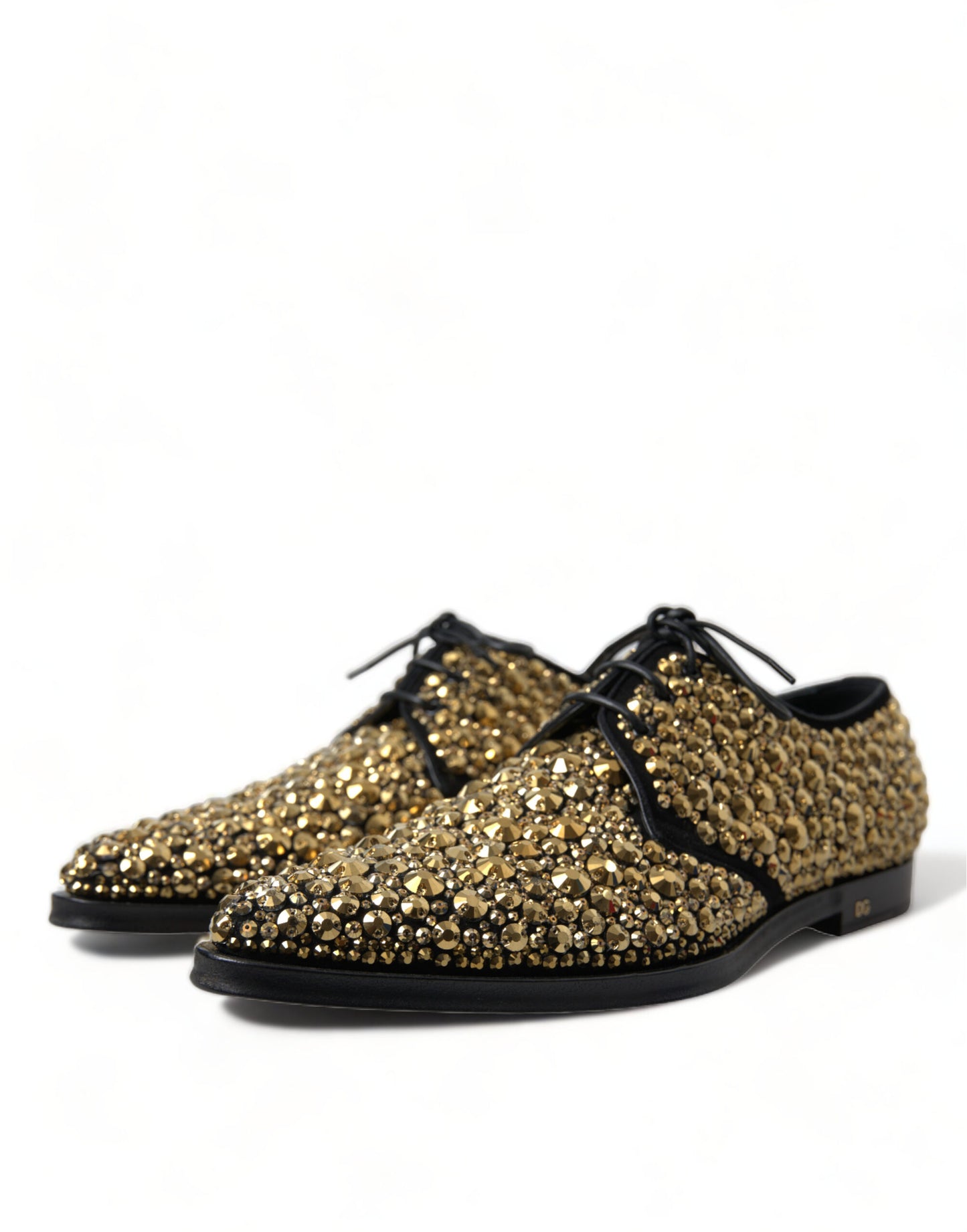 Elegant Gold Black Suede Derby Dress Shoes