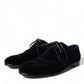 Elegant Black Velvet Derby Dress Shoes