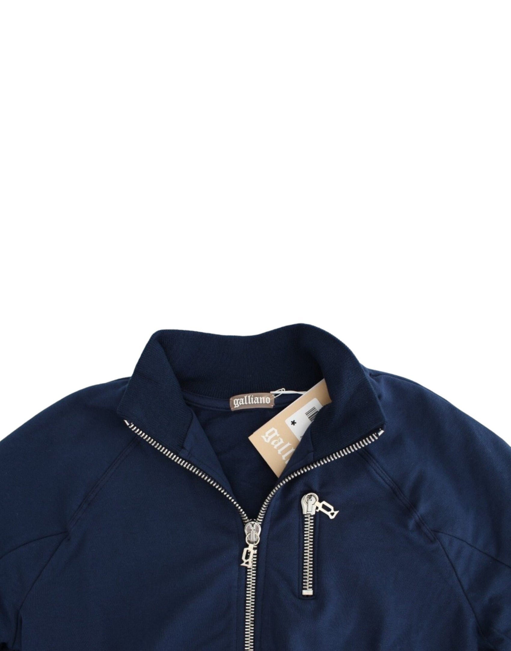 Schicke blaue Strickjacke mit Reißverschluss und Logo-Detail