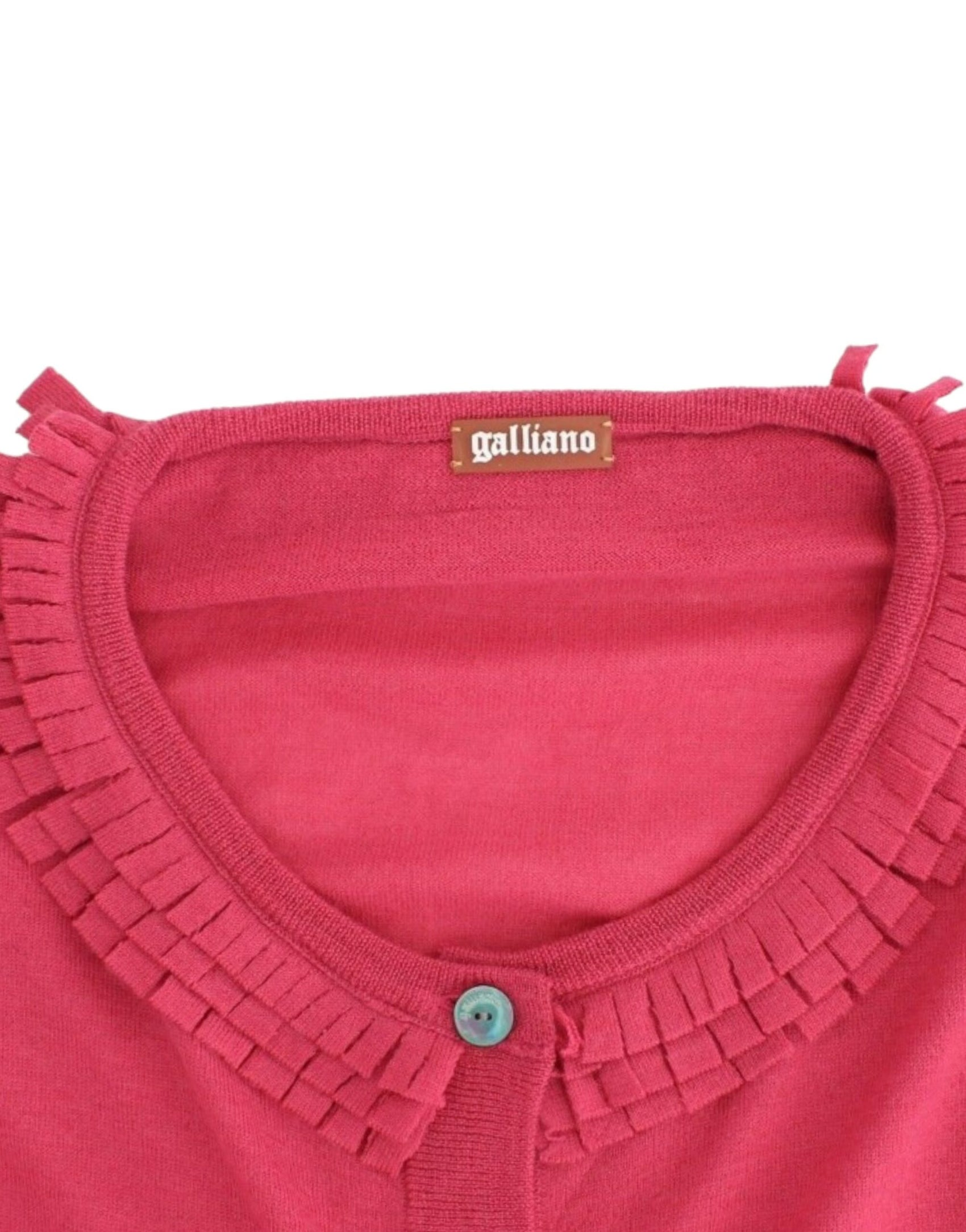 Wollcardigan mit Rüschendetail in Pink
