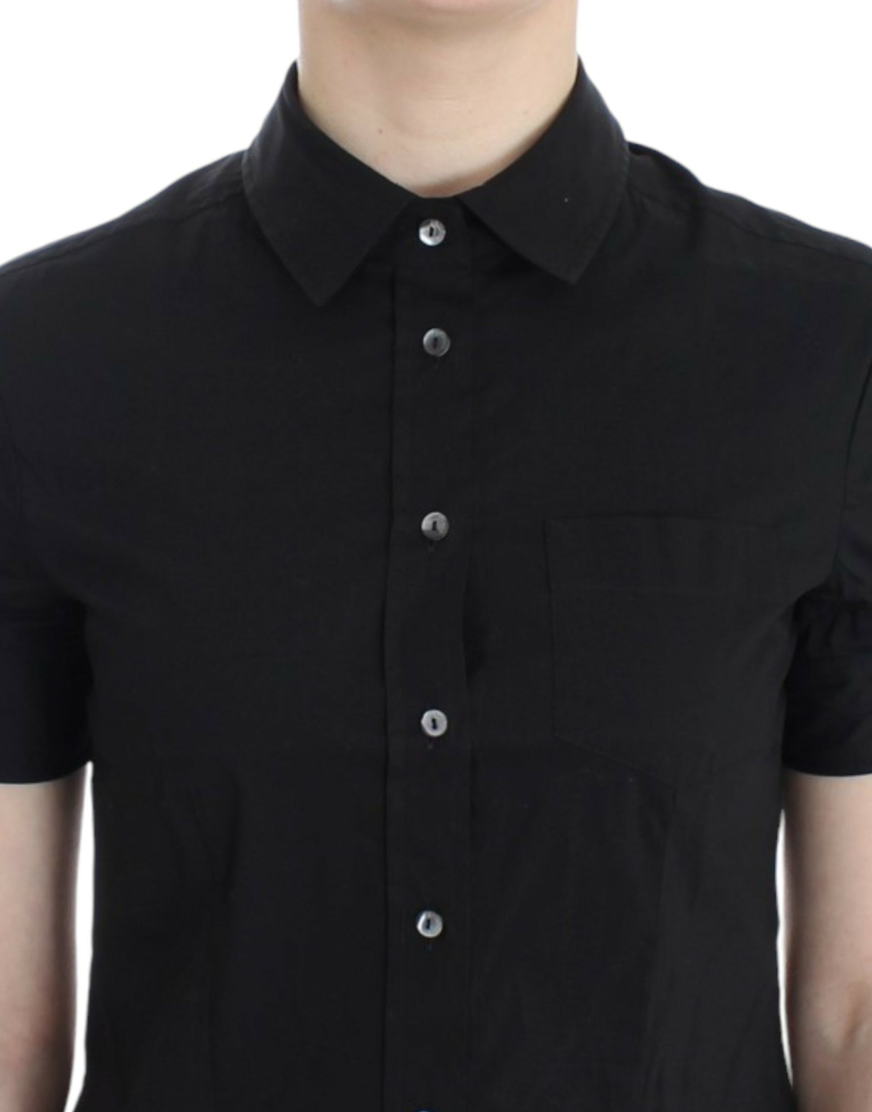 Elegante schwarze Kurzarmbluse aus Baumwollstretch